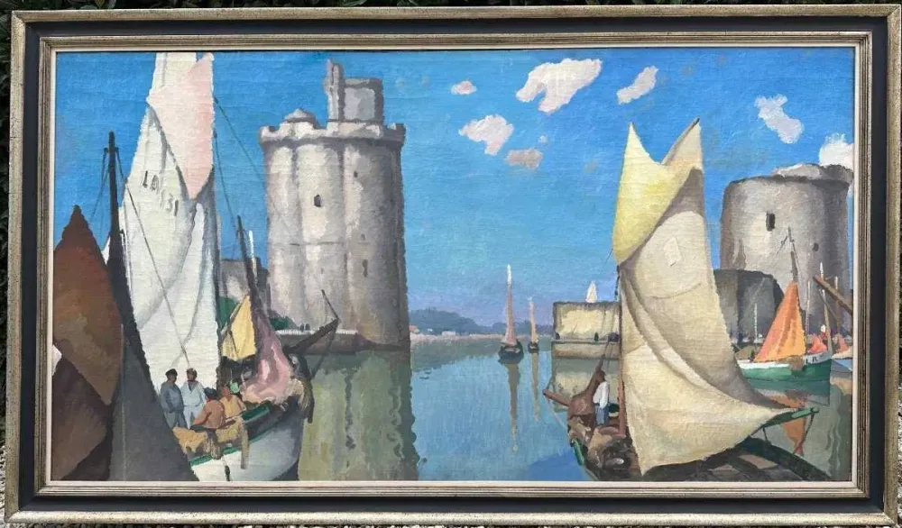 Tableau : Port de la Rochelle 1937 (198x107cm) - Gaston Balande