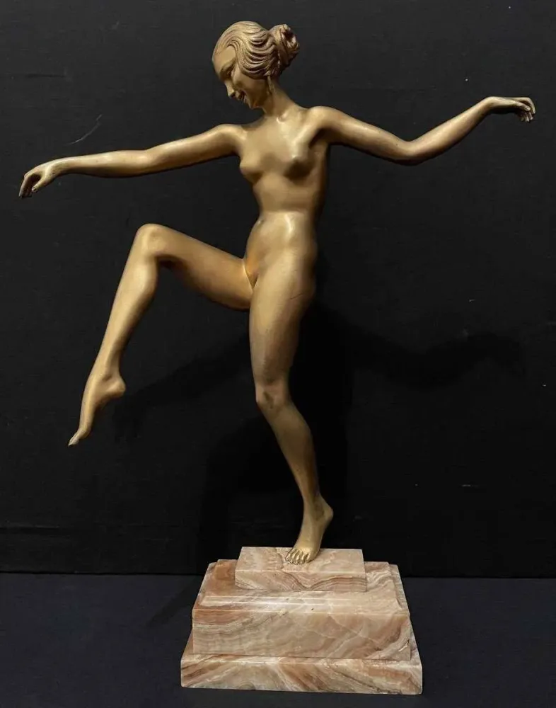 Bronze doré (art déco) : Danseuse nue - Le Faguays