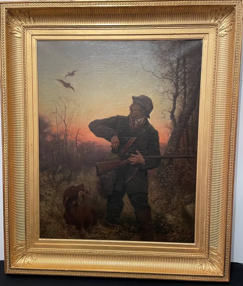 Tableau : Chasse à la bécasse XIXème (107x91cm) - Schützenberger